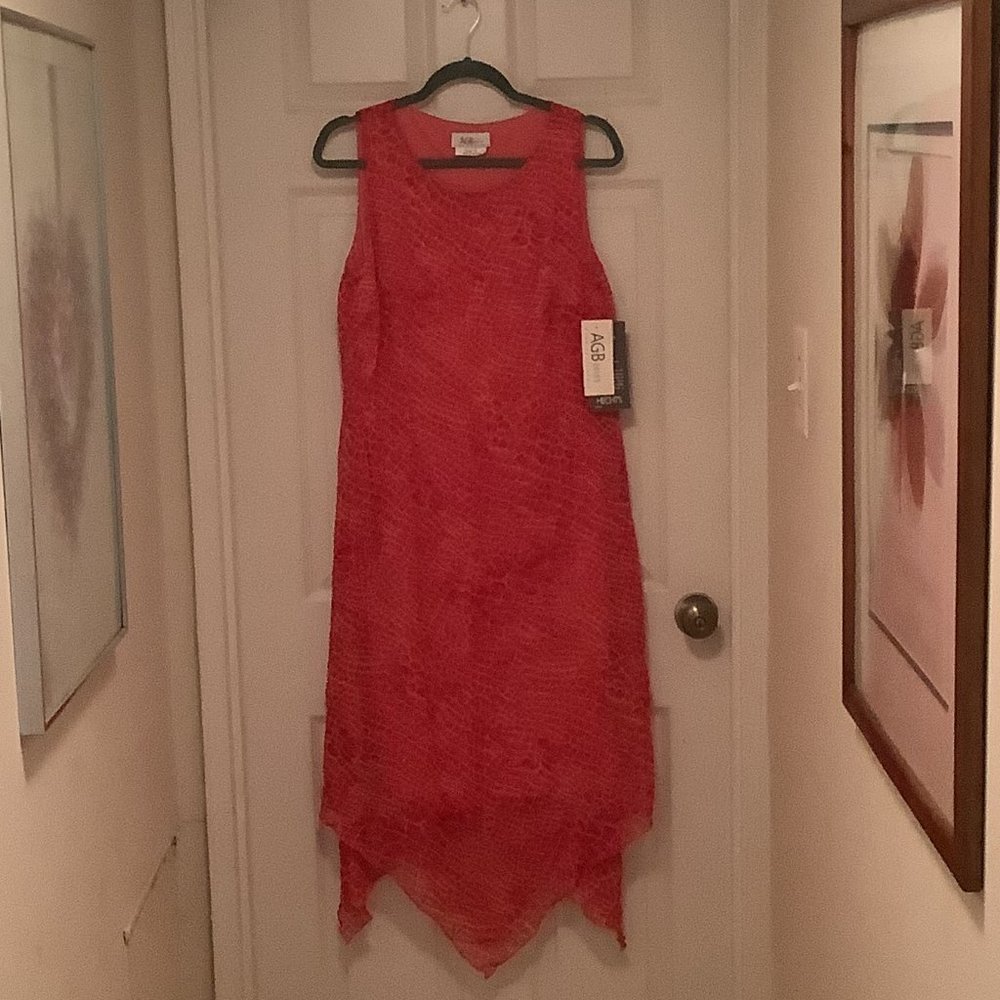 AGB Red/Orange Animal Print Dress